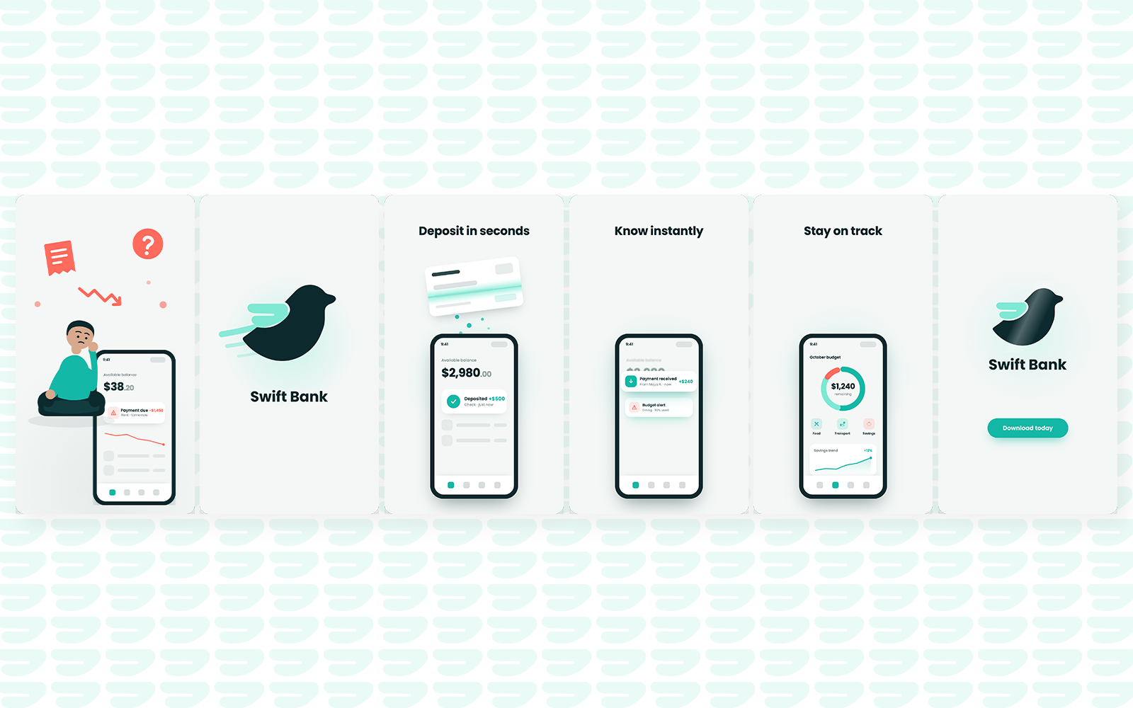 Styleframes establishing the explainer's illustration style and color palette